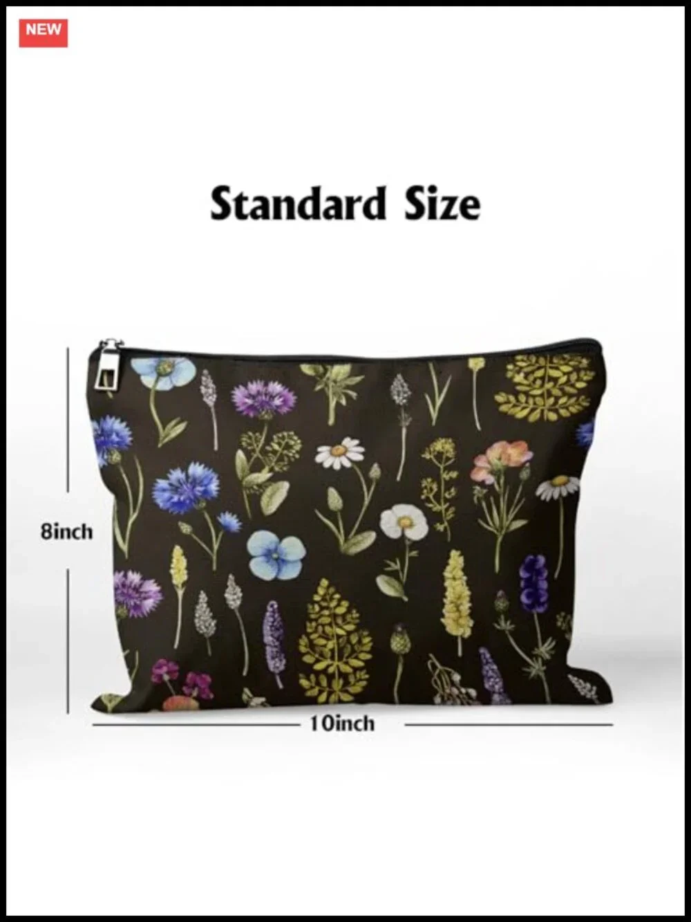Large Floral Linen Cosmetic Bag Travel Toiletry Organizer with Zipper